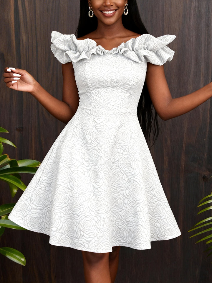 Damen Cocktailkleid mit voluminösen Rüschenärmel Drune