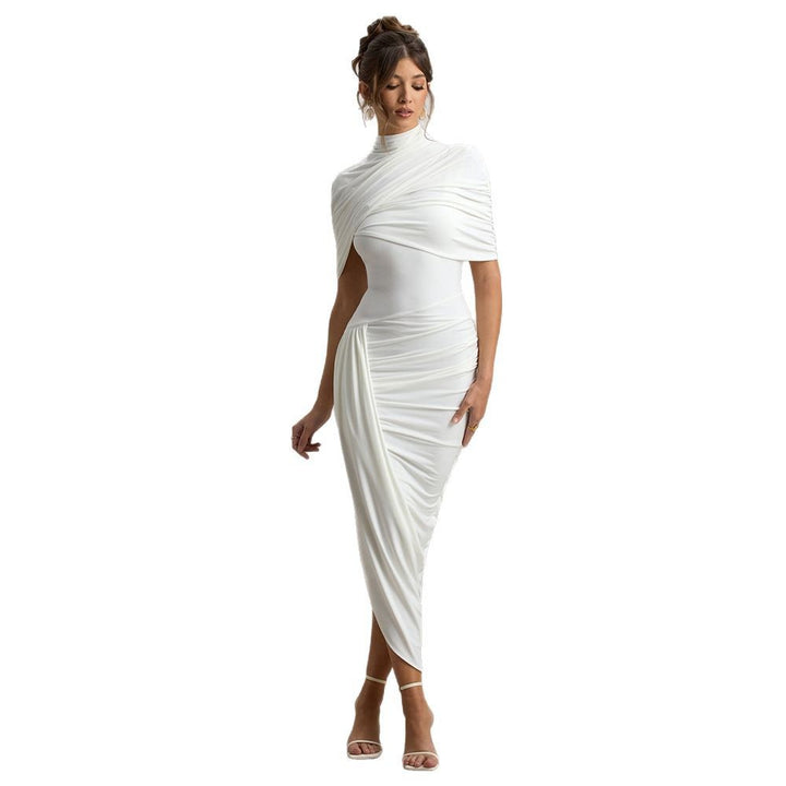 Damen Elegantes Maxi-Kleid mit asymmetrischen Rüschendetails Drune