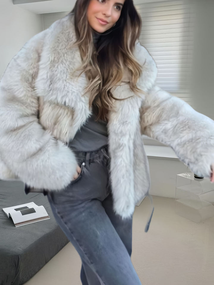 Damen kuschelige Pelzjacke Drune