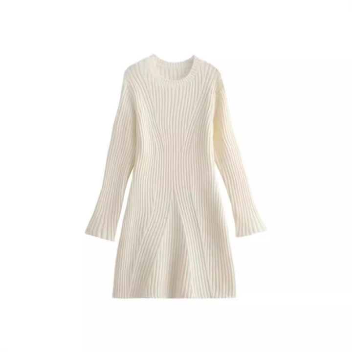 Damen Strickkleid mit modischem Rippenmuster und weit ausgestellten Ärmeln Drune
