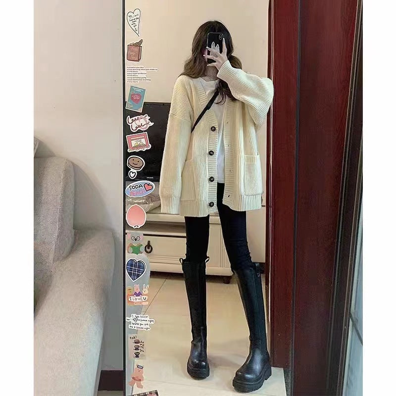Damen Grobstrick-Cardigan mit Taschen und weichem Schnitt Drune