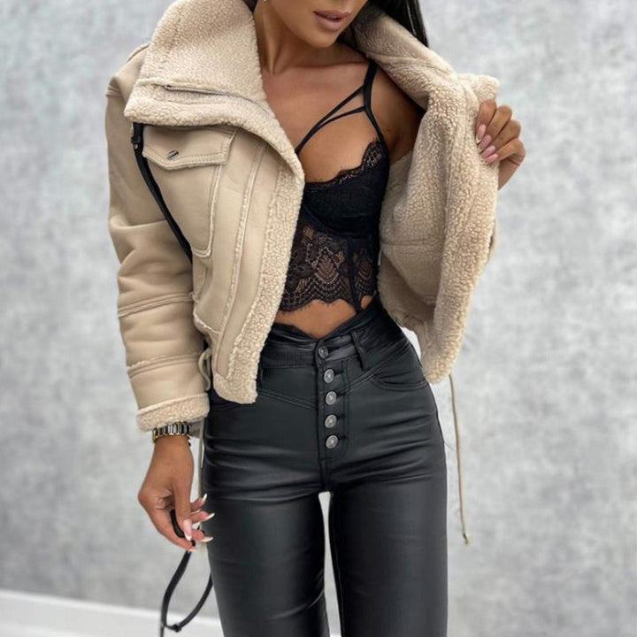 Drune | LederFliegerjacke - Warmes Sherpa-Futter - Kurz geschnitten - Winterbereites Design