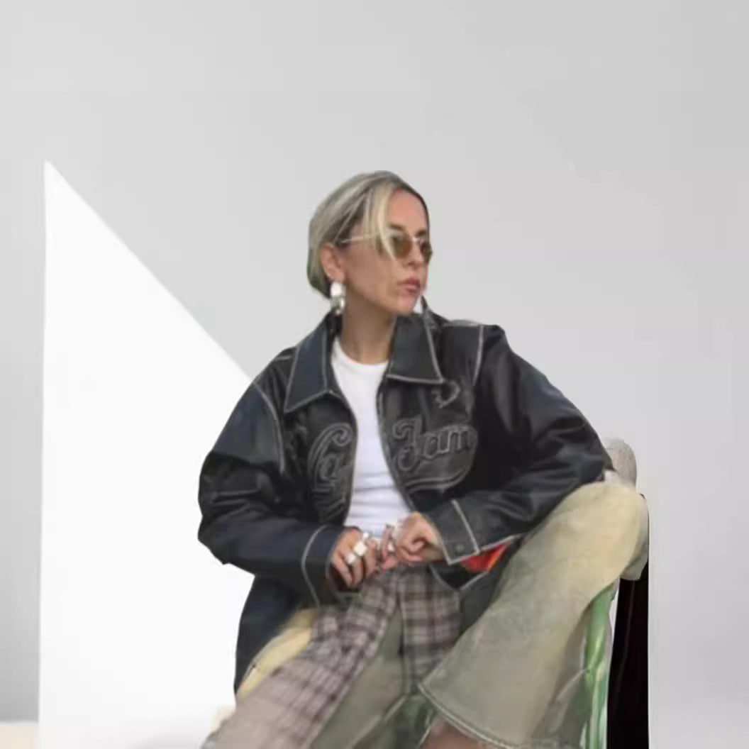 Damen modische Jacke mit trendigen Stickdetails und lässigem Schnitt Drune