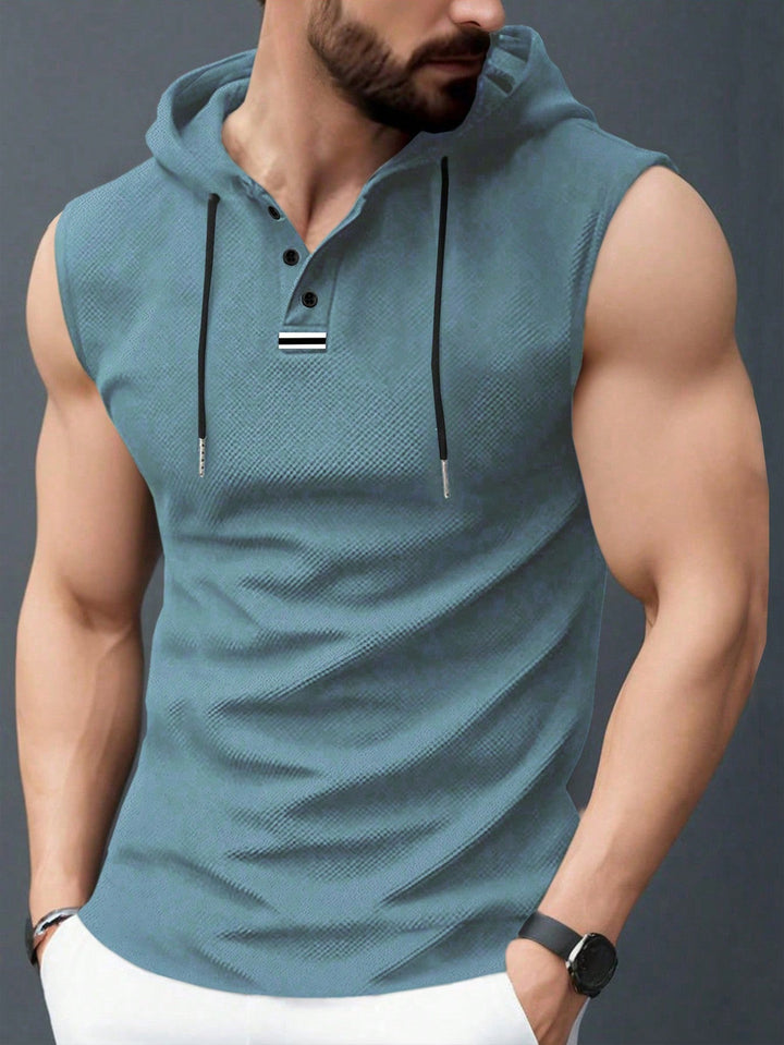 Herren ärmelloses Hoodie-Shirt mit strukturierter Oberfläche Drune