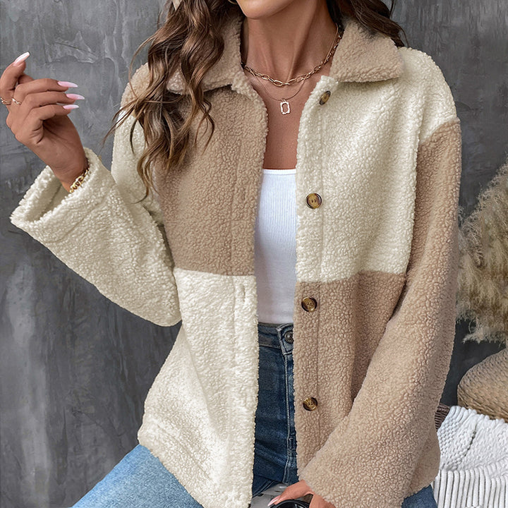 Damen Teddyjacke mit modischen Farbblockdetails und nachhaltigem Material Drune