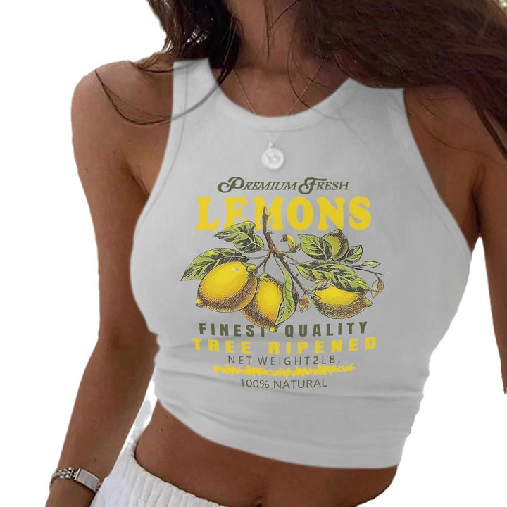 Damen Crop-Top mit frischem Zitronenmotiv und lässigem Schnitt Drune