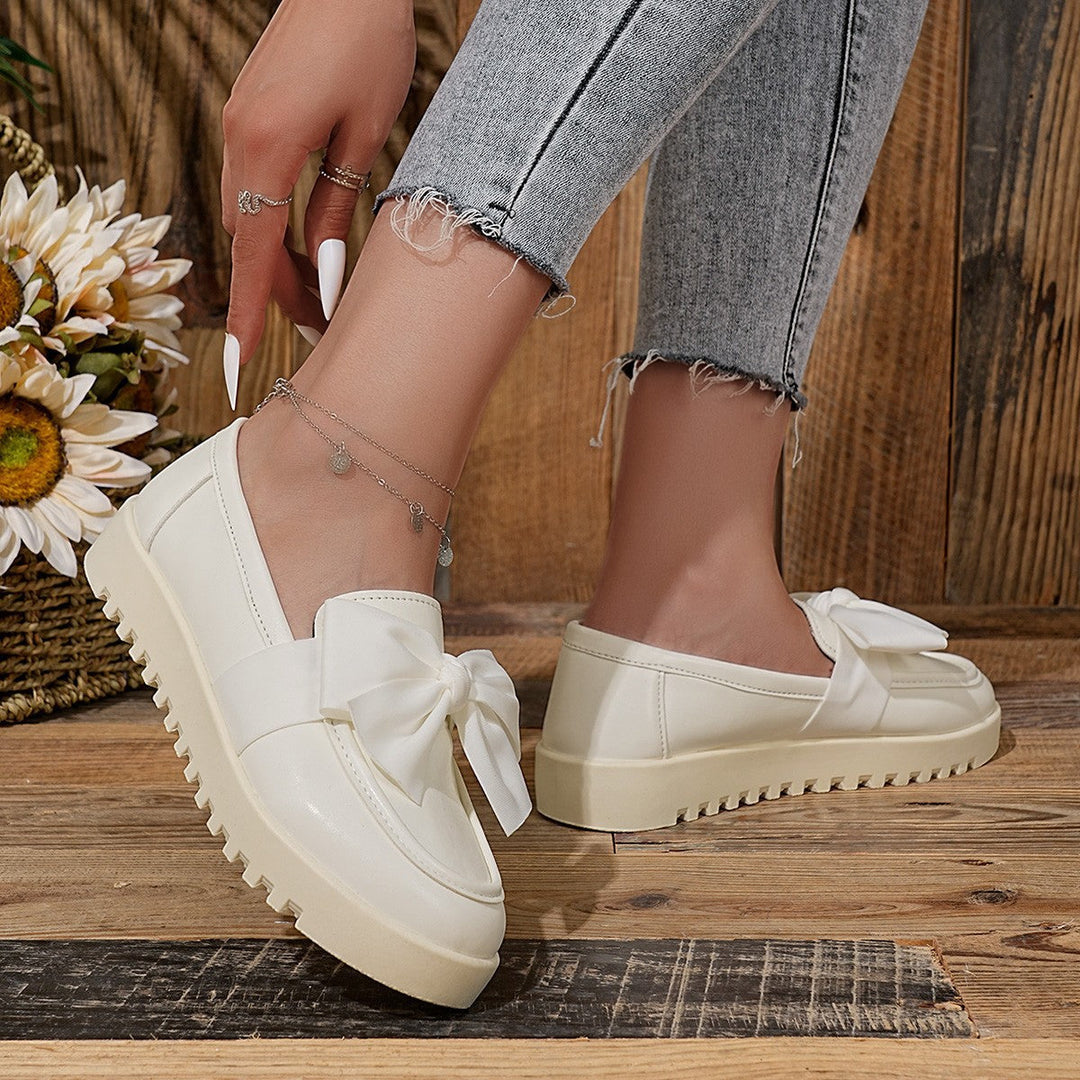 Damen Loafers mit dekorativem Schleifen-Design und rutschfester Sohle Drune
