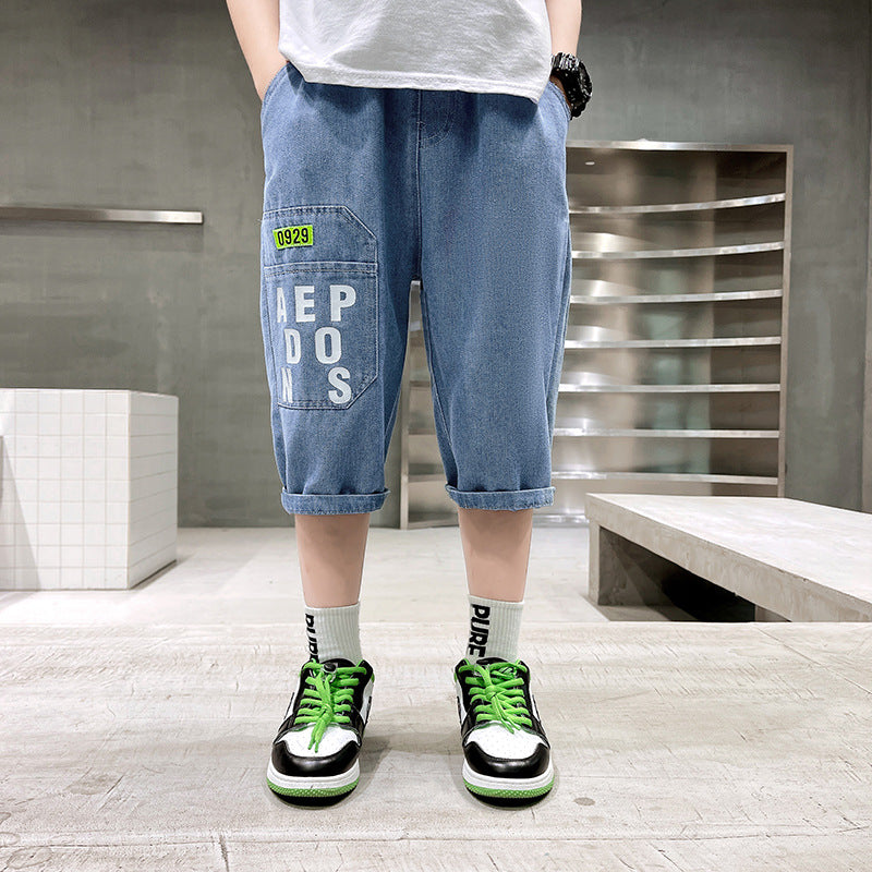 Jungen lässige Denim-Shorts mit grafischen Details Drune