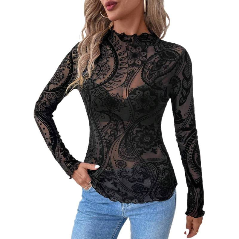 Damen Elegantes Spitzenoberteil mit floralem Muster und enganliegender Passform Drune