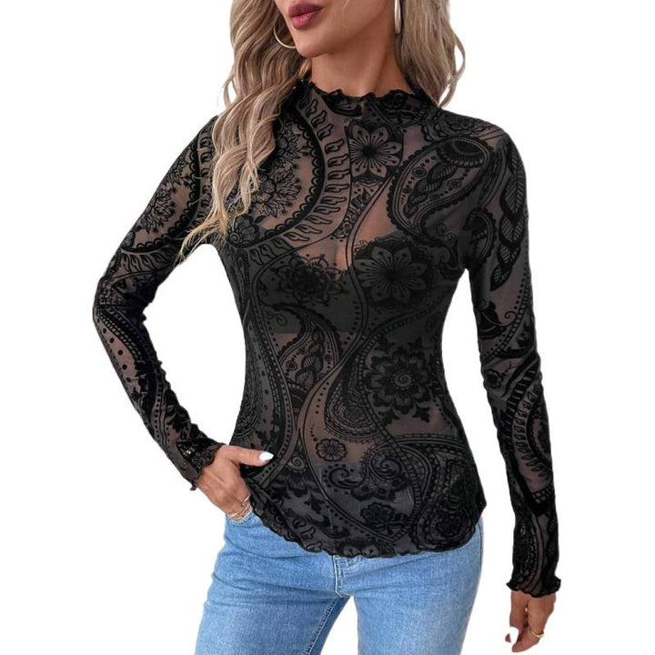 Damen Elegantes Spitzenoberteil mit floralem Muster und enganliegender Passform Drune