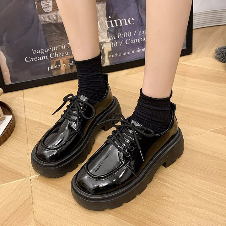 Damen klobige Plateau Schnürschuhe Drune