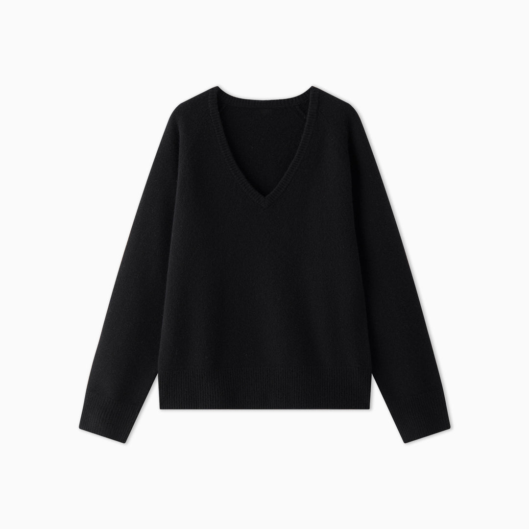 Damen Kuscheliger V-Ausschnitt Pullover Drune