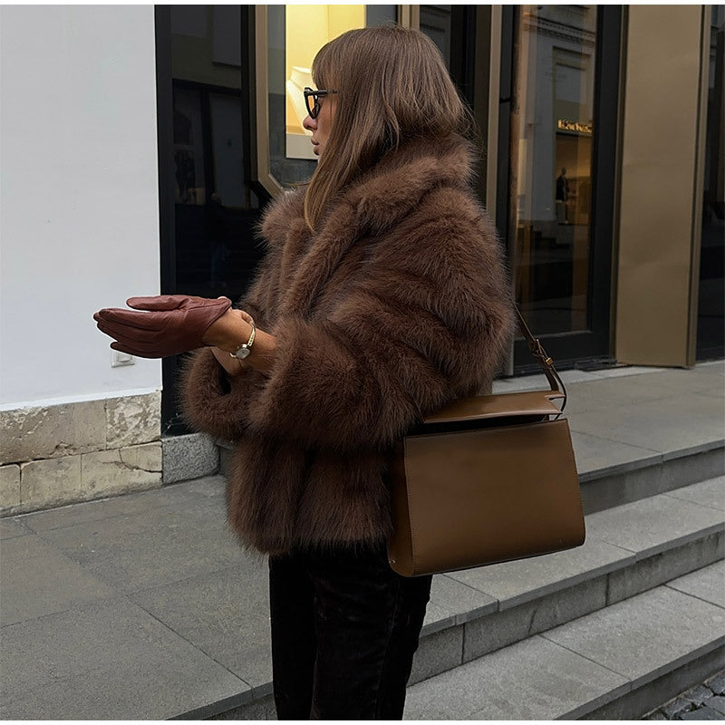 Damen Kunstfelljacke mit voluminösem Schnitt und elegantem Design Drune