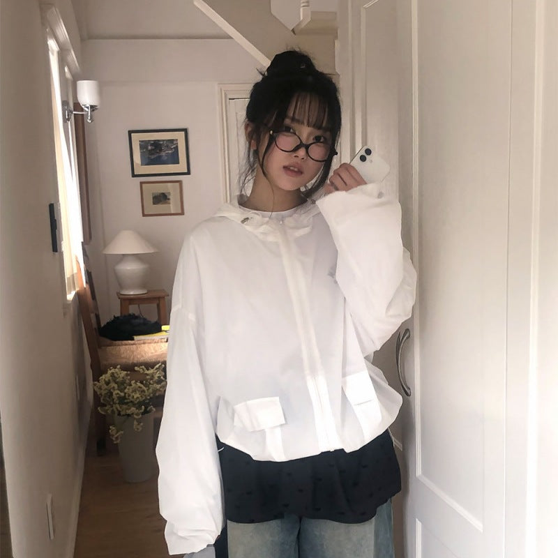 Damen lässige Windbreaker-Jacke mit praktischen Taschen Drune