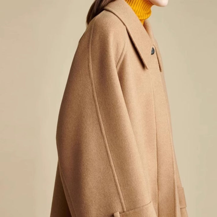 Damen Oversized Wollmantel mit modernem Kragen Drune