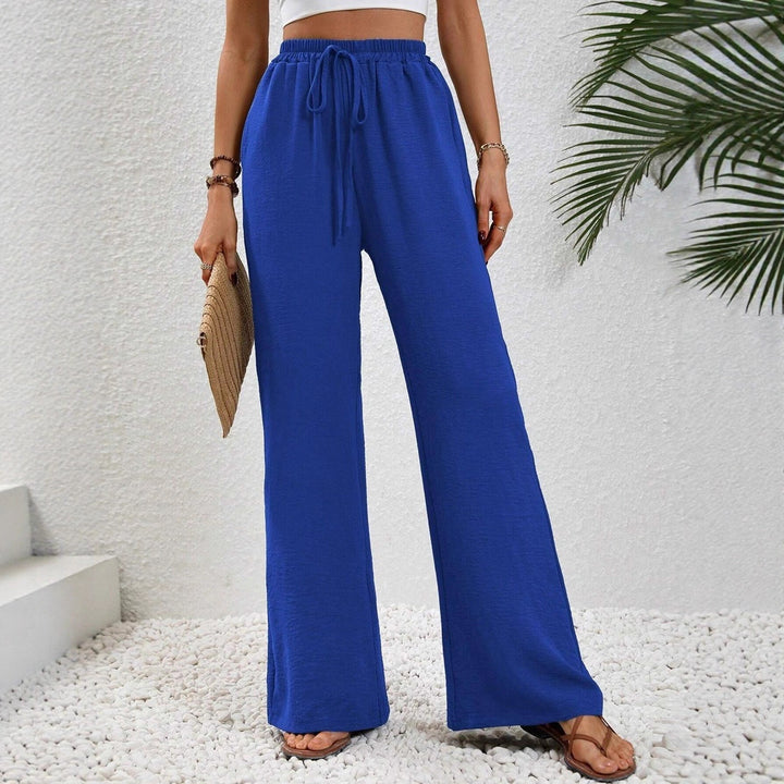 Damen lässige Palazzohose mit elastischem Bund und praktischen Taschen Drune
