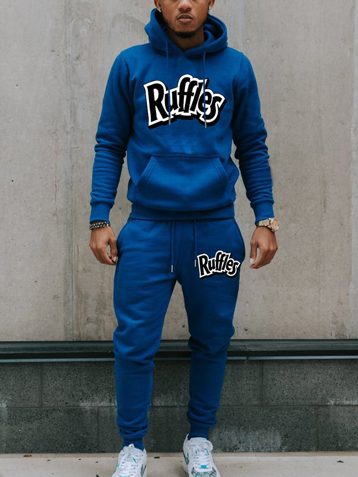 Herren gemütlicher Hoodie und Jogginghose Set mit auffälligem Logo Drune