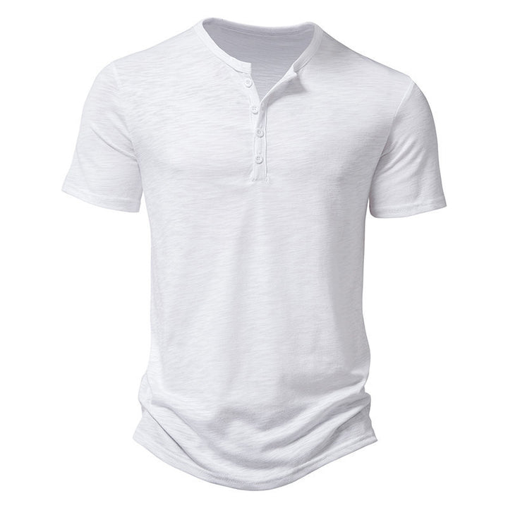 Herren Casual Kurzarm-Henley-Shirt mit strukturiertem Stoff Drune