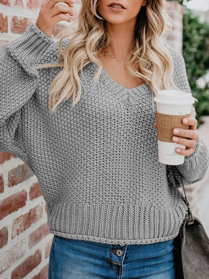 Damen Loungesweater mit lässigem Schnitt und tiefem V-Ausschnitt Drune
