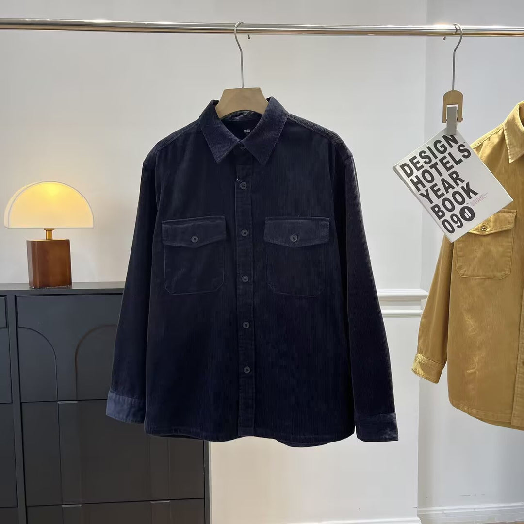 Damen lässige Kordhemdjacke mit praktischen Brusttaschen Drune