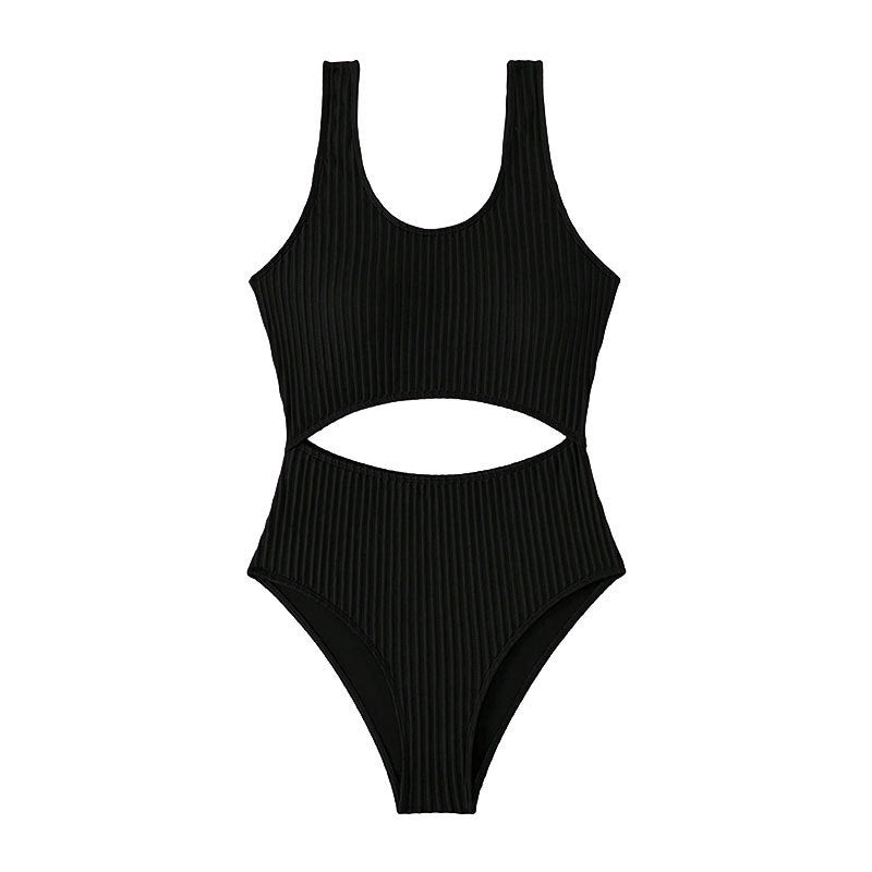 Damen Einteiler Badeanzug mit hohem Beinausschnitt und modischem Cut-Out Drune