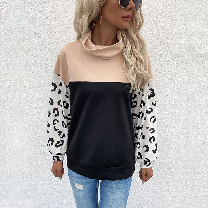 Damen modischer Sweatpullover mit animalischem Print und hohem Kragen Drune