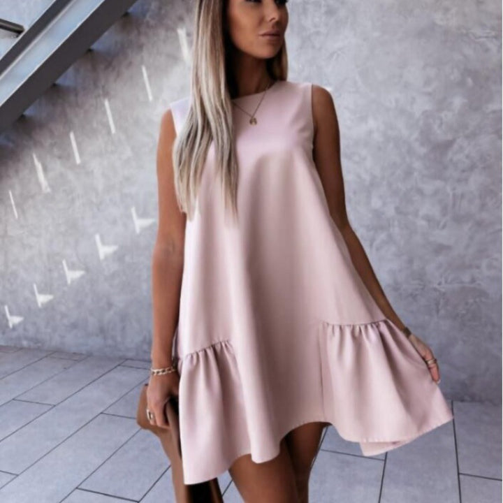 Damen luftiges Sommerkleid mit Rüschensaum Drune