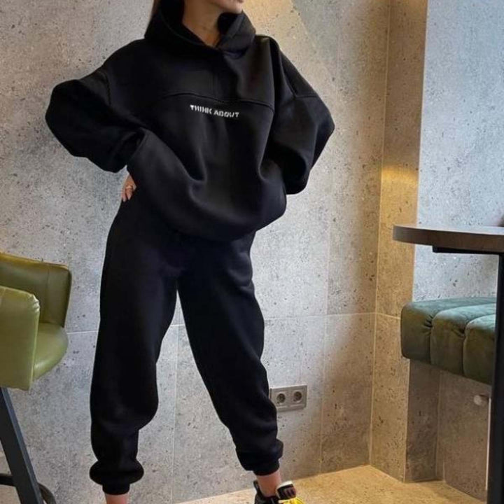 Unisex nan oversized Kapuzenpullover und taillenhohe Jogginghose Set Drune