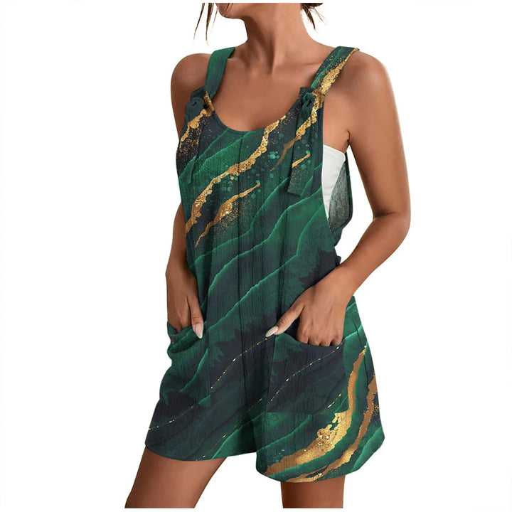 Damen luftiger Overall mit floralen Mustern und praktischen Taschen Drune