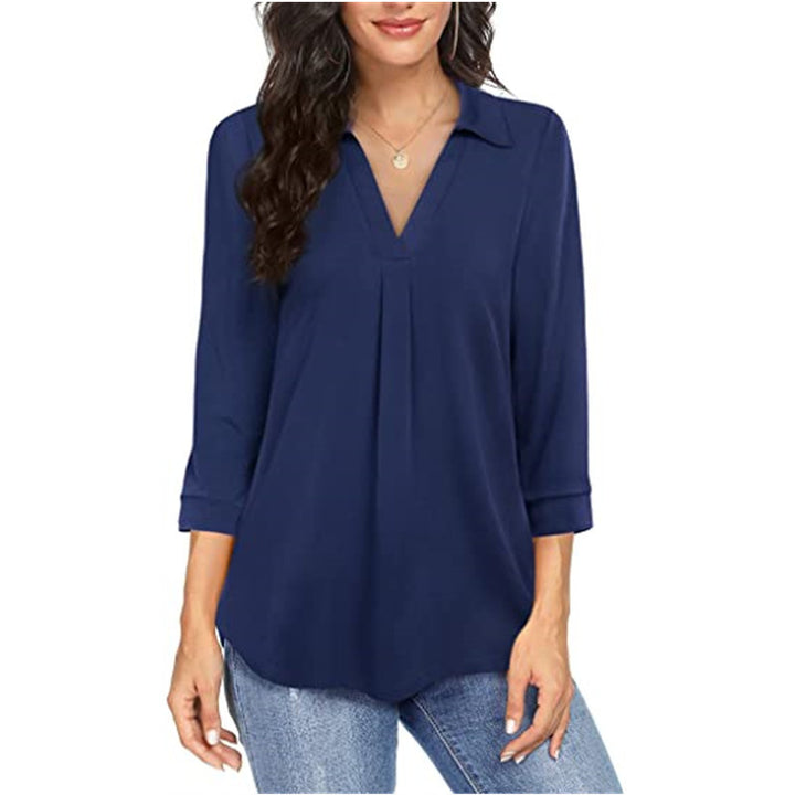 Damen Bluse mit modernem V-Ausschnitt und eleganter Faltenlegung Drune