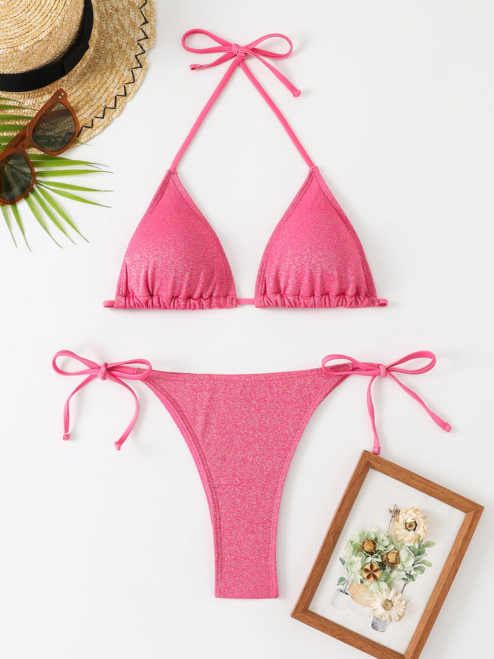 Damen Triangel-Bikini mit schimmerndem Rüschendesign Drune