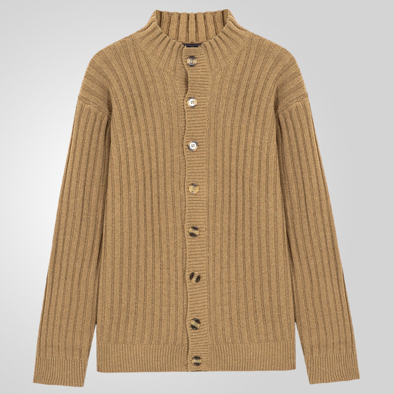 Herren Strickjacke mit klarem Rippenmuster und bequemem Stehkragen Drune
