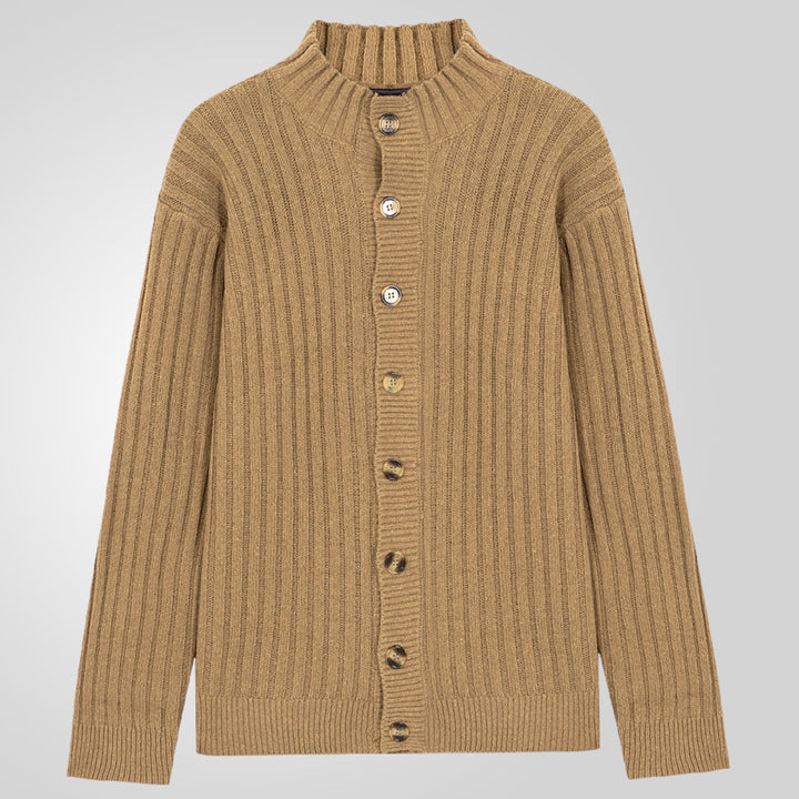Herren Strickjacke mit klarem Rippenmuster und bequemem Stehkragen Drune
