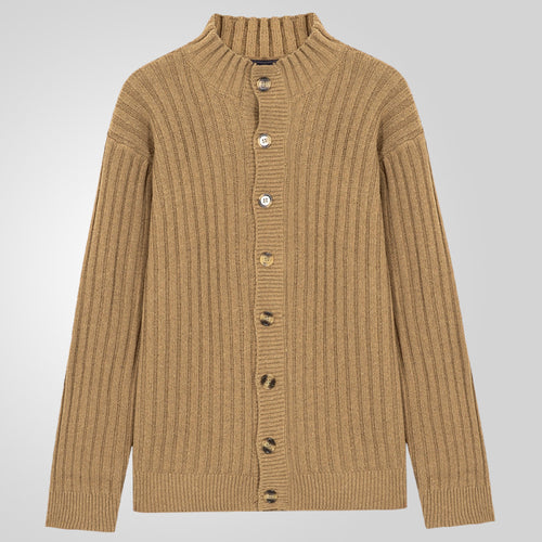Herren Strickjacke mit klarem Rippenmuster und bequemem Stehkragen Drune
