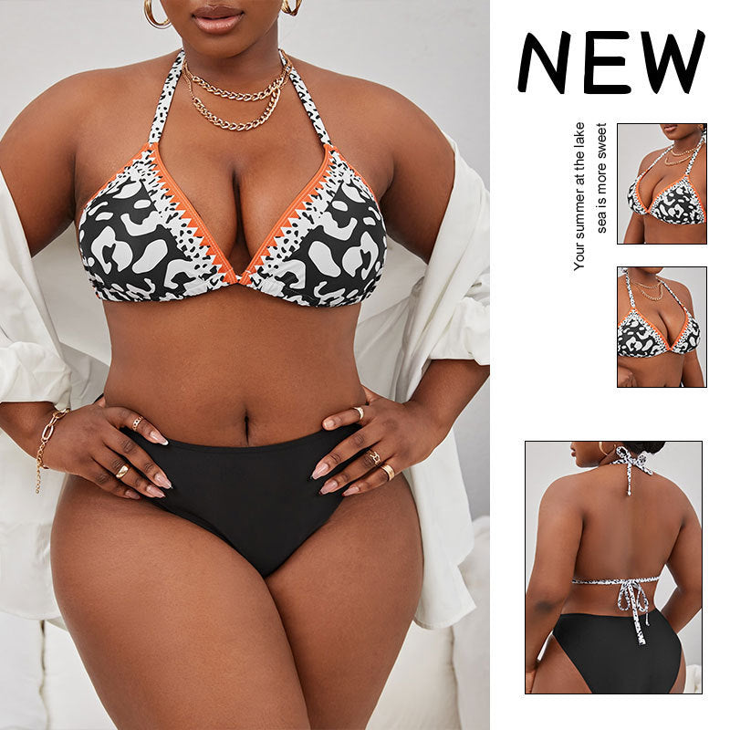 Damen Triangel-Bikinioberteil mit animalistischem Muster und verstellbaren Riemen Drune