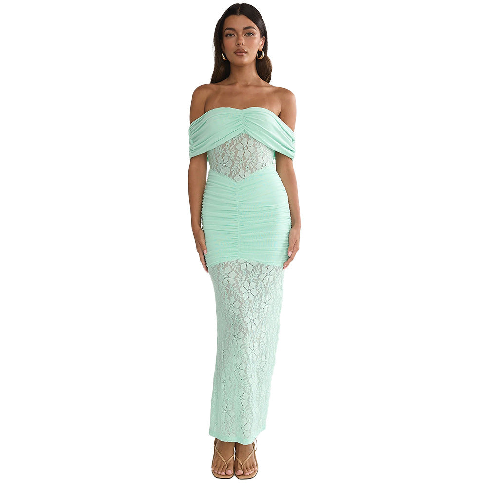 Damen Cocktailkleid mit elegantem Spitzenoberteil und fließendem Rock Drune