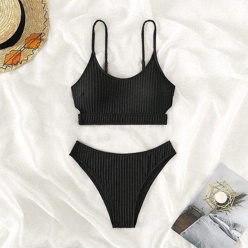 Damen Sportliches Bikiniset mit verstellbaren Trägern und feinstem Rippdesign Drune