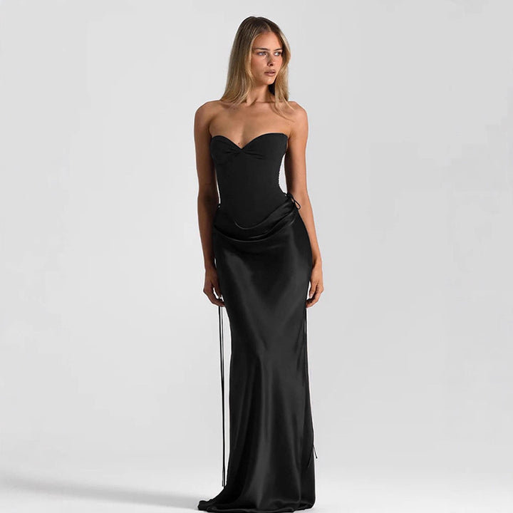 Damen Maxikleid mit elegantem Schnitt und raffinierten Drapierungen Drune