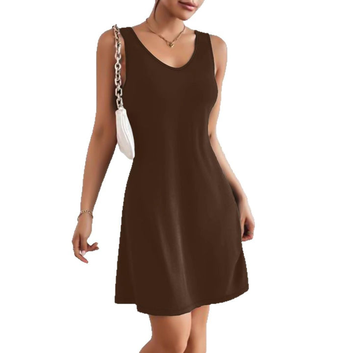 Damen lässiges A-Linien Kleid mit tiefem V-Ausschnitt und weichem Jersey-Material Drune