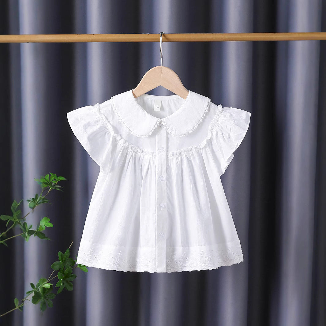 Mädchen Bluse mit eleganten Rüschenärmeln und klassischem Kragen Drune