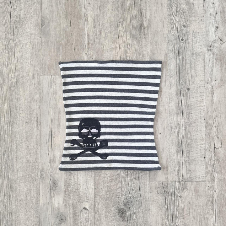 Damen gestreifter Schal mit Totenkopf-Design Drune