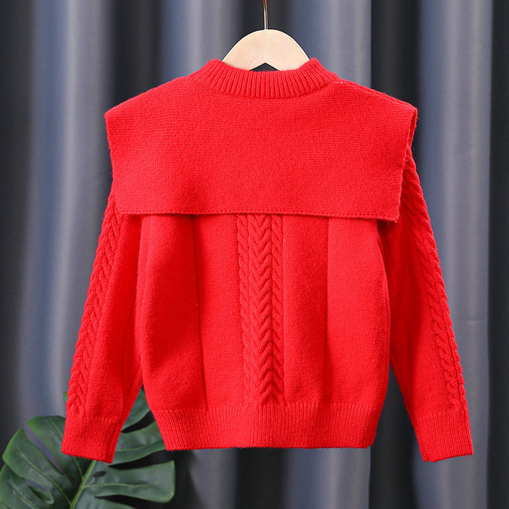Damen Pullover mit trendigem Kragen und Zopfmuster Drune