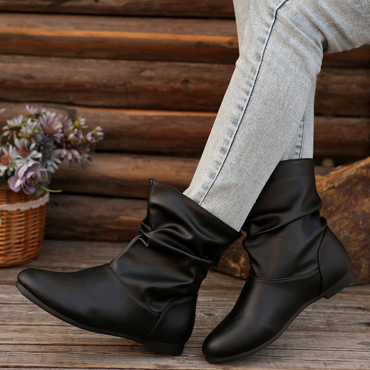 Damen modische Stiefeletten mit elegantem Rüschendesign und weichem Obermaterial Drune