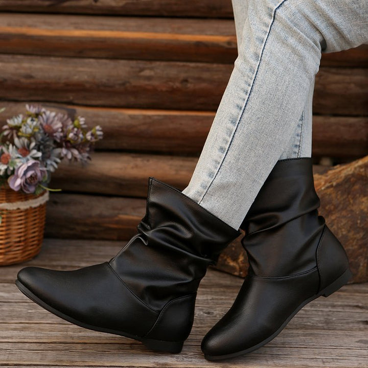 Damen modische Stiefeletten mit elegantem Rüschendesign und weichem Obermaterial Drune