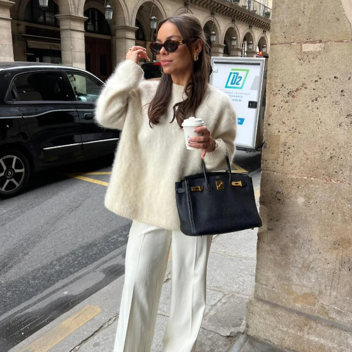 Damen lässiger, oversized Pullover aus weichem Strick Drune