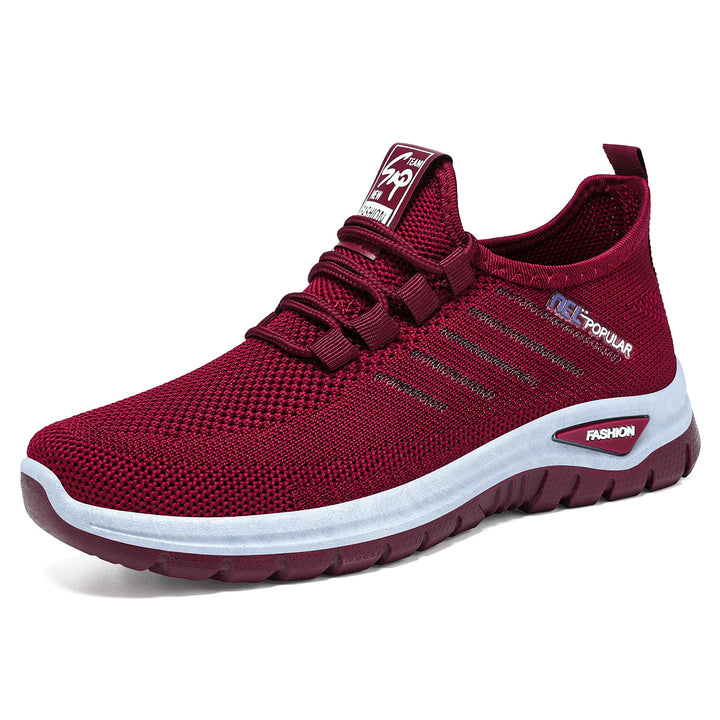 Damen nan ultraleichter Strick-Sport-Sneaker mit Elastikeinstieg, stoßdämpfender Plateau-Zwischensohle und griffiger Profillaufsohle Drune