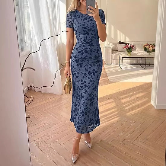 Damen Maxikleid mit floralen Stickereien Drune