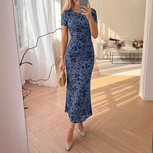 Damen Maxikleid mit floralen Stickereien Drune