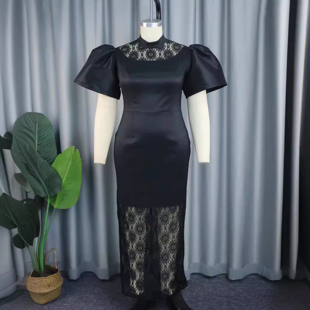 Damen Elegantes Spitze-und-Satin Abendkleid Drune