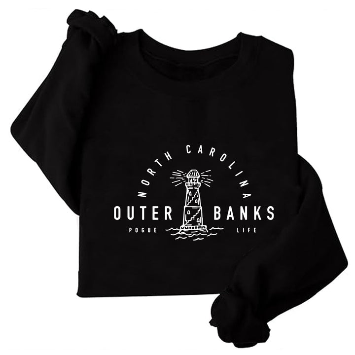 Damen Sweatshirt mit maritimem Leuchtturm-Motiv und lässigem Schnitt Drune